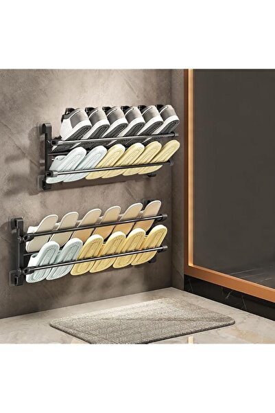 Generic Exrp Wall Mounted Shoe Rack, Bathroom Shoe Storage Shelf with Double-...