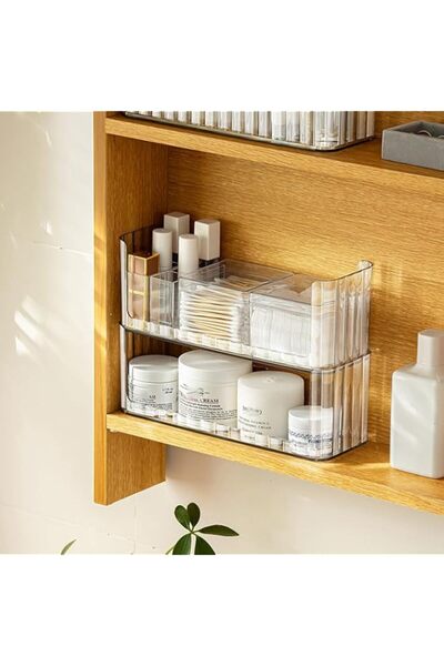 Generic 2-Tier Medicine Cabinet Shelves Organizer, Makeup Storage Holder Comp...