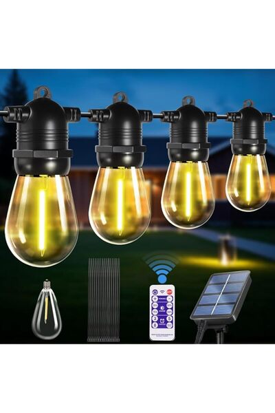 Generic Brand 49FT/15M Solar Festoon Lights Outdoor, Dimmable Outdoor String ...