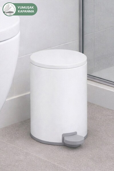 Primanova Cigo 3 Lt Banyo Mutfak Ofis Çelik Çöp Kovası - Beyaz