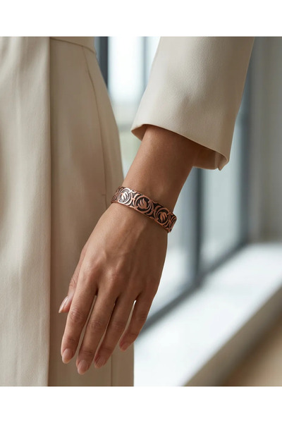 Dorvina Vintage Bronze Adjustable Handcuff Bracelet - Authentic Calligraphy E...