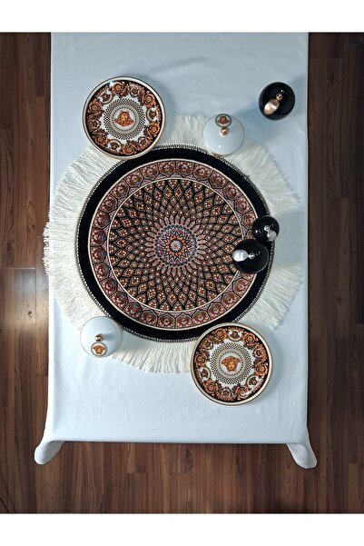 MEVLANA BAZAAR Medallion Patterned American Service Tablecloth / 50 X 50 cm