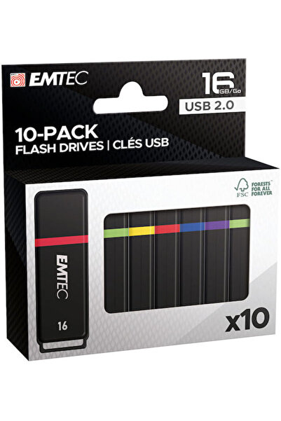 Emtec Κ100 10τμχ USB 2.0 Στικάκι 16GB Μαύρο ECMMD16GK102P1