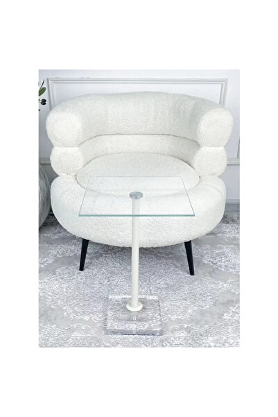 Al Hadaya Mall Acrylic Side Table Modern Design-White-50X33X33 cm