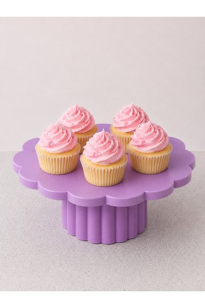 VioraTriD Çiçek Formlu Cupcake & Pasta Sunum Standı