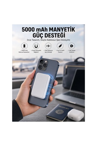 Epilons 5000 Mah İos Uyumlu Magsafe Kablosuz Şarj Hızlı Şarj Desteği