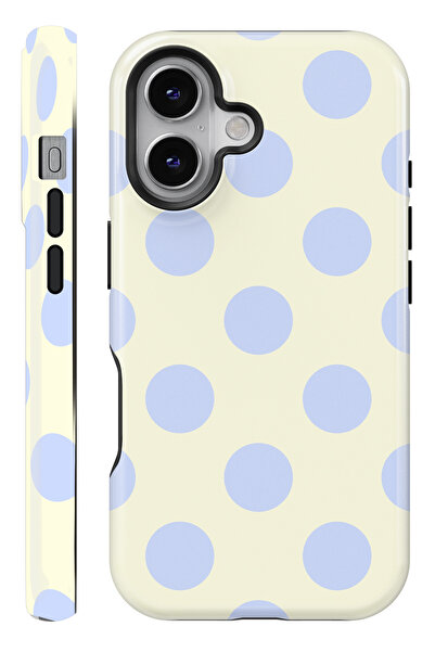 WANNA PROTECT (MAGSAFE) İPhone 17 Mavi Puantiye Çift Katmanlı Parlak PROTECT ...