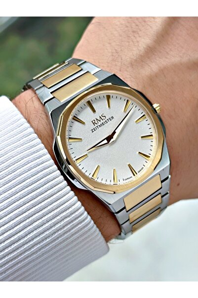 RMS Zeıtmeıster Special Design Silver-Gold Color 5 Atm Water Resistant Slim F...