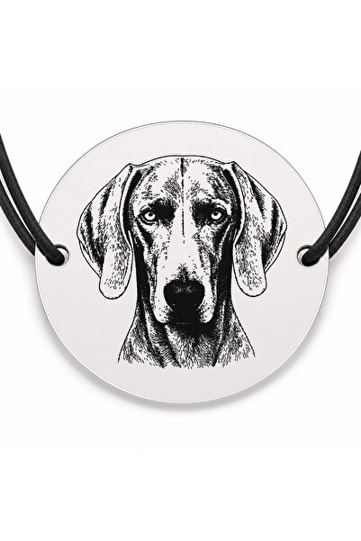 Simoshop Brățară argint 925 cu bănuț gravat portret de Weimaraner, șnur negru...