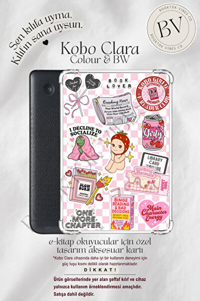 BookTok Vibes Co. Sonny Angel Pembe Sticker Temalı Insert - Kindle ve Kobo E-...