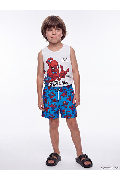 LC Waikiki Nevavm Farkıyla Oval Yaka Spider-Man Printed Boys' Tank Top and Sw...