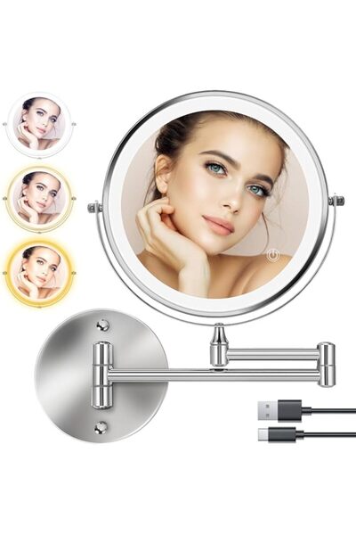 Generic Rechargeable Wall Mounted Lighted Makeup Mirror 8 inch Double Sides 1...