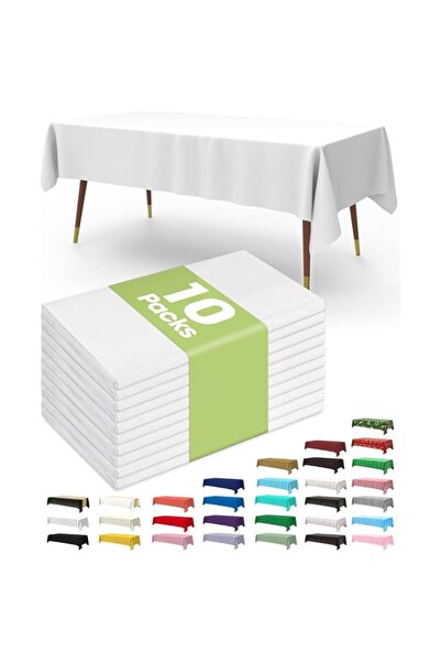 Generic Plastic Table Cloth 10 Pack, 54 x 108 Inch Disposable Table Cloths fo...