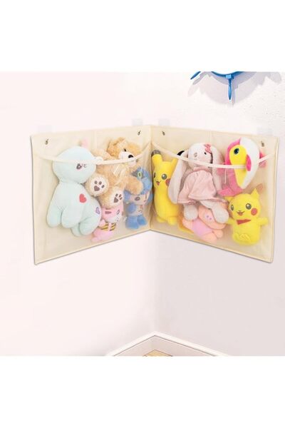 Generic Stuffed Animal Wall Storage Net – 2 Pockets Hanging Organizer for Plu...