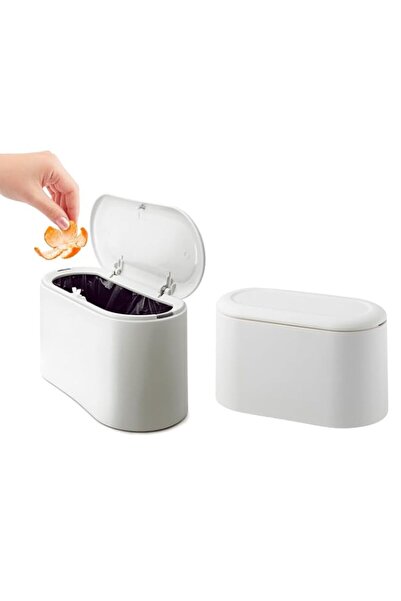 Generic Mini Trash Can with Lid Removable Small Plastic Garbage Bin Pop Up Co...
