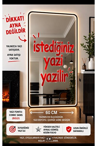 aemedia Karşima ayna yazisi 60 cm büyük yazi istenilen yazi yazilir folyo kes...