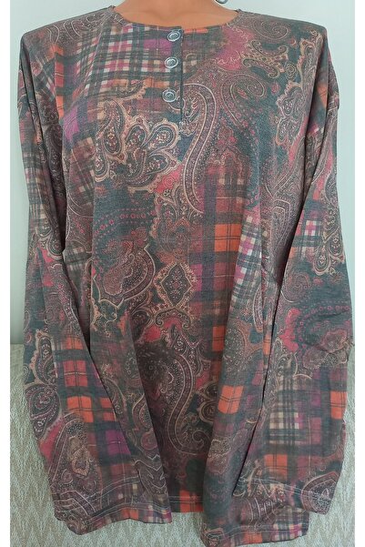 Anne Er Clothing Paper Print Combed Cotton Blouse Long-Sleeve 3 Buttons Print