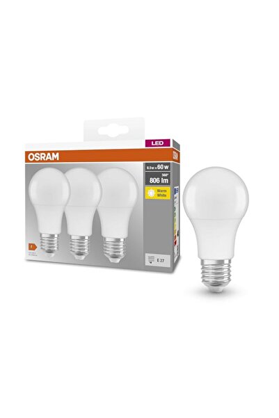 Generic OSRAM Base Classic A 60 FR LED with E27 Base, Piston Shape, 3-Pack, 8...