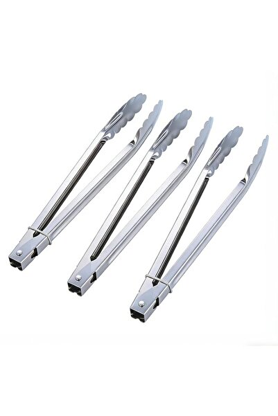 Generic 3 Pack Rust-Proof Stainless Steel Kitchen Tongs, 29cm Heavy-Duty Food...