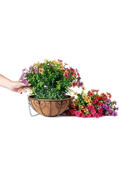 Generic Artificial Faux Hanging Plants Flowers Basket for Summer Outdoor Outs...