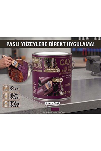 caxcolors CAX Pas Üstü Direkt Uygulanan Antipaslı Sentetik Metal Boyası 1 Lit...