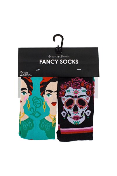 OEM 2 perechi de șosete fantezie pentru femei cu design Frida Kahlo și craniu...