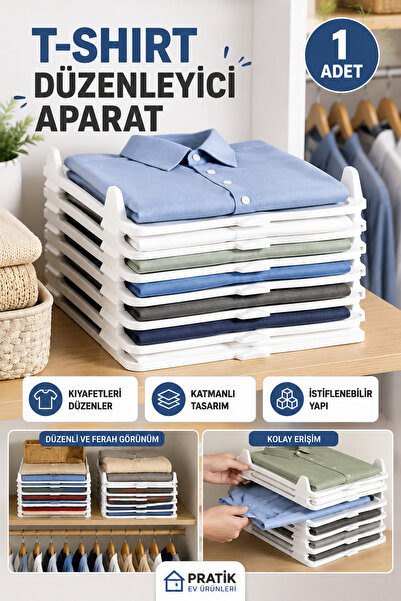 Hane Dostu T-Shirt Düzenleyici Aparat Katmanlı İstiflenebilir Dolap Raf Kıyaf...