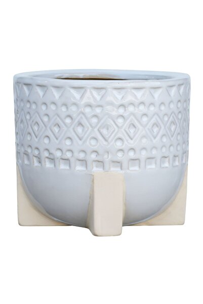 OEM Ghiveci ceramic, interior, rotund, bej, 16 x 14 cm, Retro