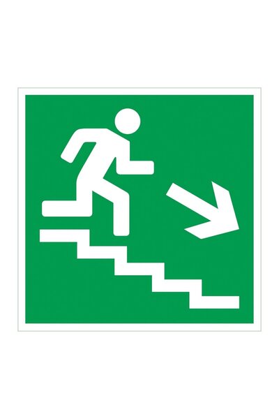 OEM Sun Prints emergency exit sign for stairs, sticker, right, 15 x 15 cm