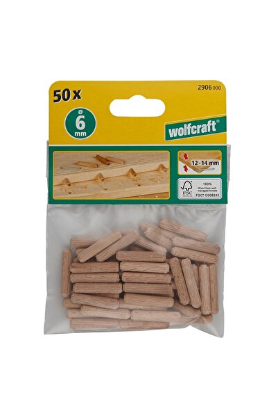 OEM Diblu din lemn, Wolfcraft 2906000, 6 x 30 mm, set 50 bucati