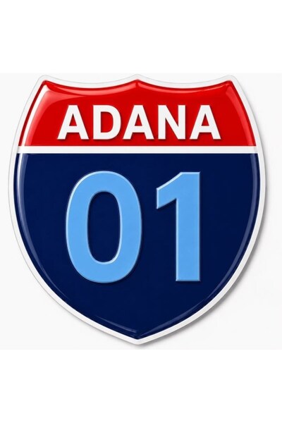 Redline Grafik Redlinegrafik Adana 01 Plaka Kodlu 3D Kabartmalı Araç 1 Adet Sticker Etiket Turkuaz Mavi Renk