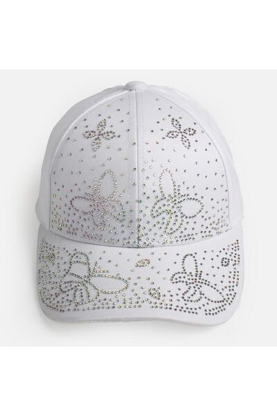 OEM White Hat with Rhinestones Butterfly for Children