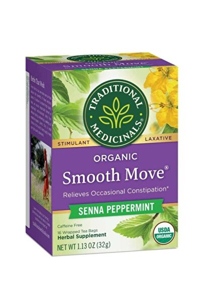 TRADITIONAL MEDICINALS Organic Smooth Move Senna Peppermint 16 Wrapped Tea ba...