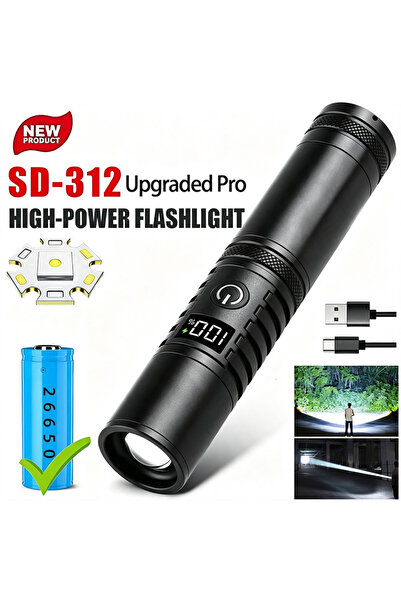 Choice3 ZOOM black Upgraded Pro High Power Spotlight Long Range LED Flashligh...