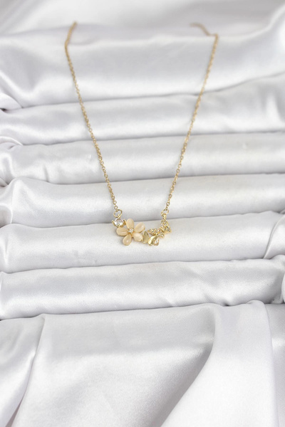 online kapsulavm avm alışveriş 316L Steel Chain Gold Color Flower and Butterf...