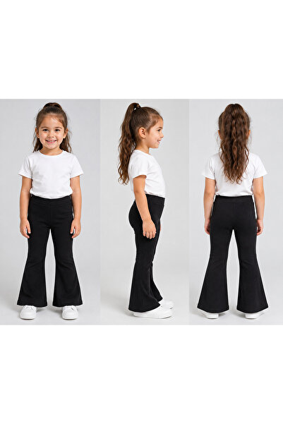 moda rüyası Girl Child 3-4 Years Old Black Spanish Style Elastane Leggings Fl...