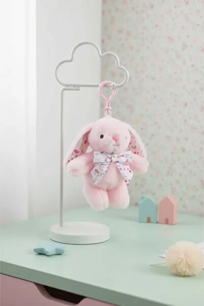 Miniso Lisanslı Fiyonklu Tavşan Peluş Anahtarlık – Pembe 15 Cm