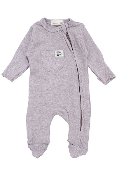 bebegen Baby Boy Cool Boys Gray Zippered Jumpsuit 0-3 Months