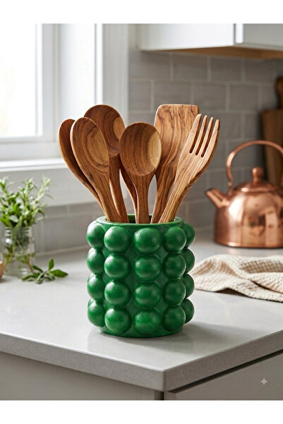 Be Candlous Bubble Countertop Concrete Vertical Spoon Holder Organizer Green ...