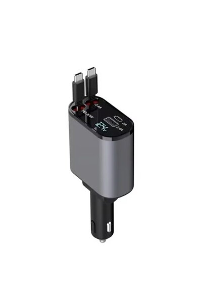 Generic Brand 4 in 1 Smart 120W USB C Car Charger with Led Display and Retrac...