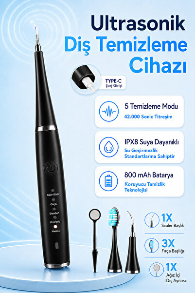 mimtec Akıllı Diş Temizleme Cihazı - 5 Modlu Ultrasonik Diş Taşı ve Plak Temi...