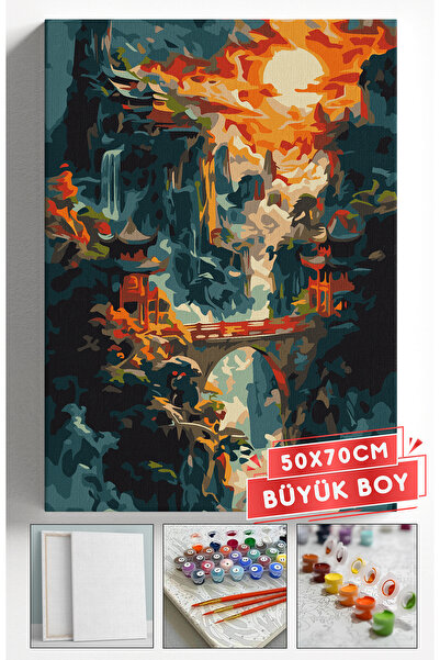 Akihabara Sayılarla Boyama Hobi Seti Çerçeveli Numaralı Tuval Fırça Boya Dahi...
