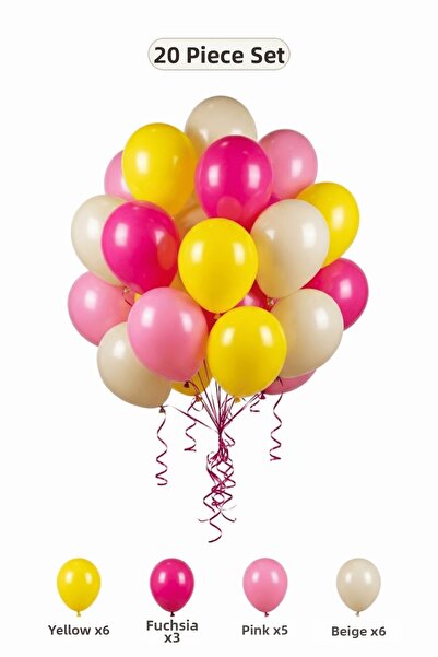 BALOMİS Baby Shower Balloon Set Yellow Sand White 20 Pieces Baby Girl Decorat...