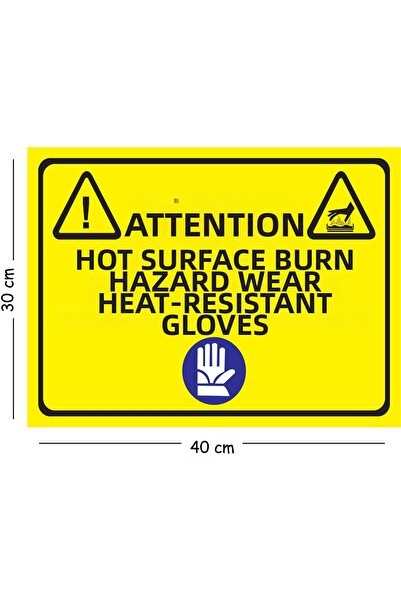 Mayeka Metal Caution Hot Sheet Burn Hazard Wear Heat Resistant Gloves 30X40 c...