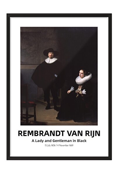 Postifull Rembrandt Vin Rijn - O doamnă și un domn în negru, Tablou înrămat n...