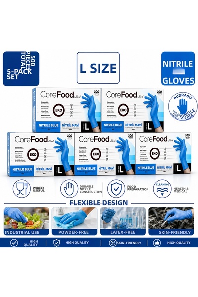 Bimel Examination Gloves Nitrile Blue Size L Set of 5 500 Pieces Powder-Free ...