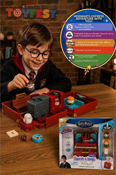 TOYFEST Harry Potter Squishmallows Hogwarts Express Mini Figure Playset with ...