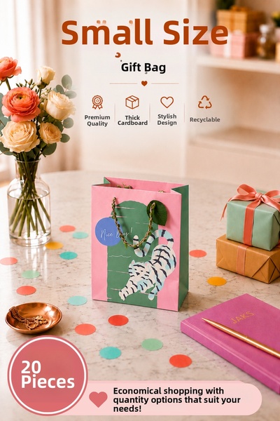 Daks 20 Pcs (15.4 X 18.4 X 7.6 cm) - Small Size Cardboard Gift Bag with Paste...