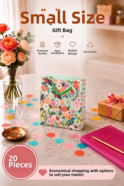Daks 20 Pcs (15.4 X 18.4 X 7.6 cm) - Pastel Green Floral Small Size Cardboard...