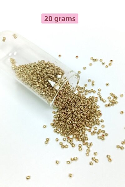 Generic Brand Cast glass sand beads (11/0) 2 mm - 20 grams - gold - bnc024